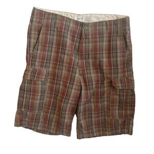 OTB Mens Cargo Shorts Size 38 Multilcolor Plaid Streetwear Casual Adjustable Y2K
